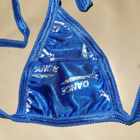 Handmade Metallic Blue & Silver Y-String Bikini - Picture 2 of 8